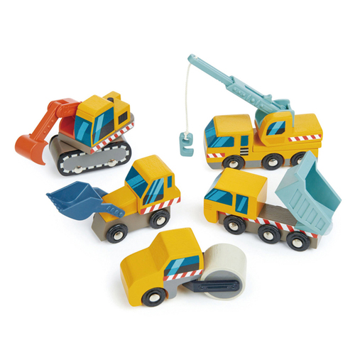 5pc Tender Leaf Toys 17cm Wooden Construction Car Set Kids Toy 3y+