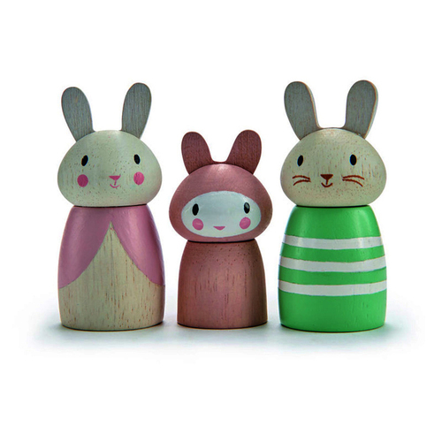 3pc Tender Leaf Toys Bunny Tale Family Set 10x7cm Wooden Toy 1y+