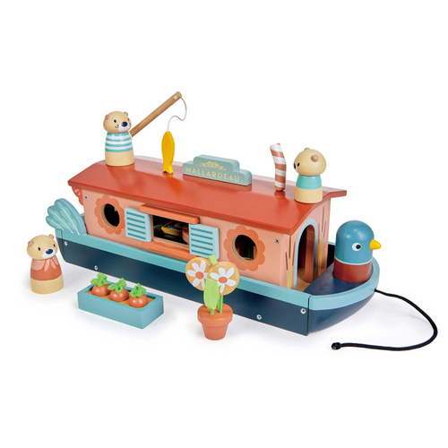 Tender Leaf Toys 38cm Little Otter Canal Boat Wooden Toy Set Kids 3y+