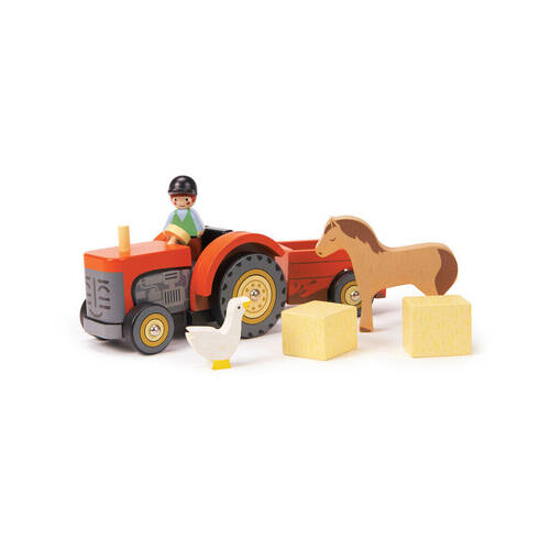 Tender Leaf Toys Farmyard Tractor Kids Wooden Toy 18m+