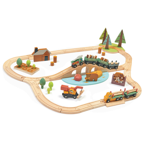 Tender Leaf Toys 52cm Wild Pines Train Wooden Toy Set Kids 3y+