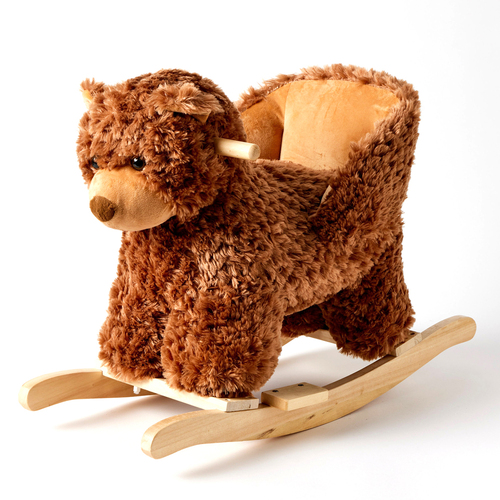 Jiggle & Giggle Wood/Polyester 55cm Rocking Bear Kids Ride-On Toy Brown 12m+