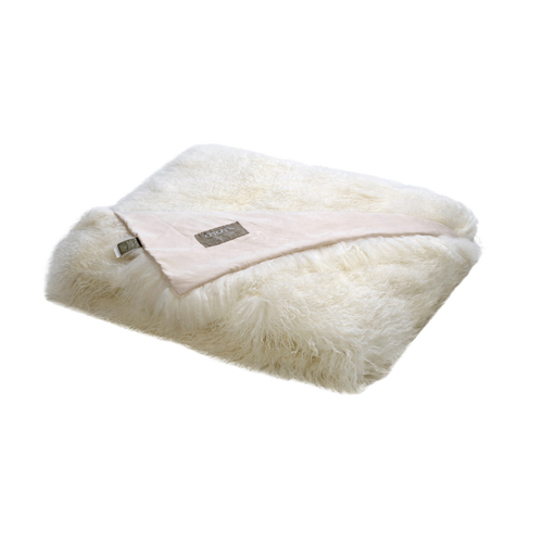 Auskin The Newstead Sheepskin Tibetan Throw 150x180cm - Ivory