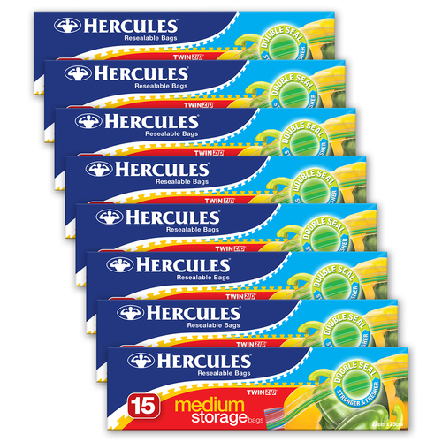 8x 15pc Hercules ClickZip Medium Storage Bags