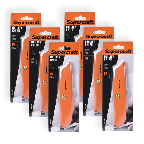 6PK Supercraft Multipurpose Knife/Box Cutter With Retractable Blade 