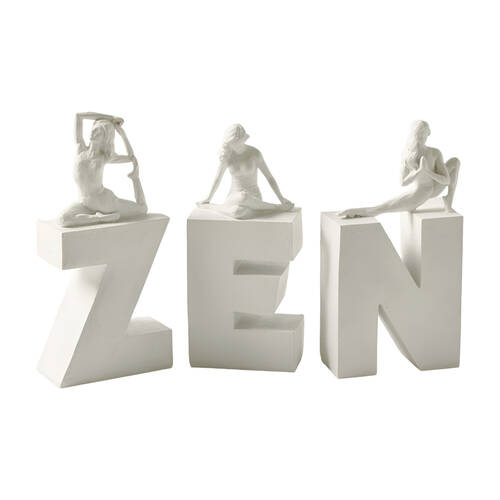 3pc Pilbeam Living Zen Yoga Pose Sculpture Home/Office Decor White