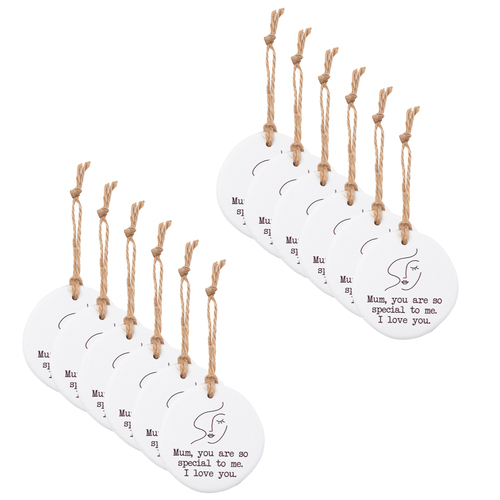 12PK Splosh Mum Ceramic Tiny Treasures w/ Rope - White