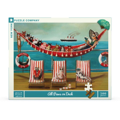 500pc New York Puzzle Co Janet Hill Jigsaw Puzzle 60cm All Paws on Deck 10+