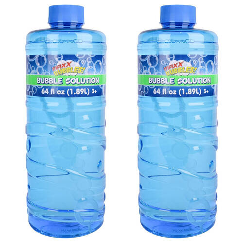 2PK Maxx Bubbles Bubble Solution Refill Bottle w/ Wand 64oz/1.89L Kids Toy