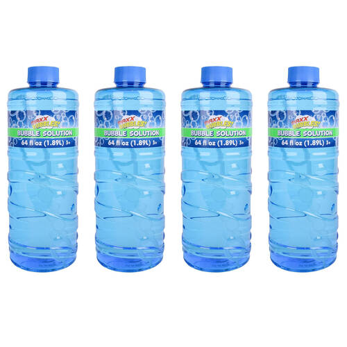 4PK Maxx Bubbles Bubble Solution Refill Bottle w/ Wand 64oz/1.89L Kids Toy