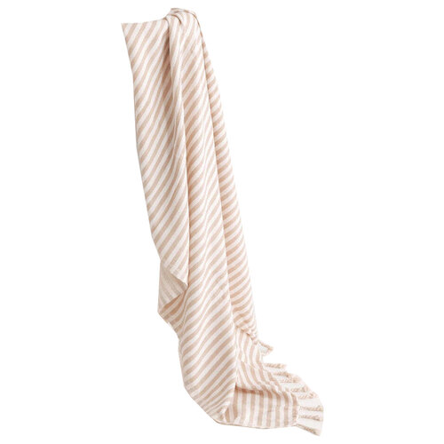 Huxford Grove Kabaka Turkish Cotton Beach Blanket - Beige Stripe