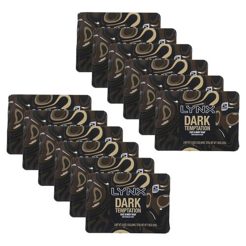 12x 2pc LYNX Lynx Dark Temptation Face & Body Soap Bar 100g Chocolate
