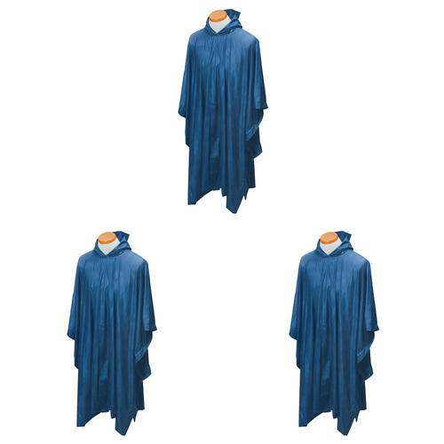 3PK OZtrail Vinyl Camping/Hiking Poncho Adult Size - Navy
