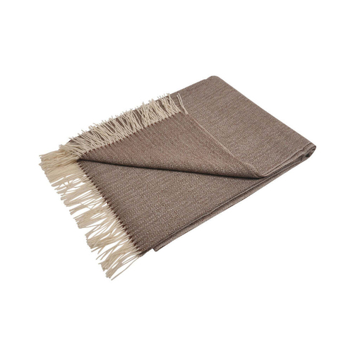 Auskin Alpaca Woven Throw Rug 130x170cm - Brown/Cream