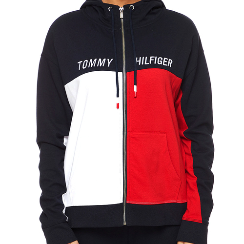 Tommy Hilfiger Size XS Women's Hoodie w/Colour Blocking & Embroidered Logo Black