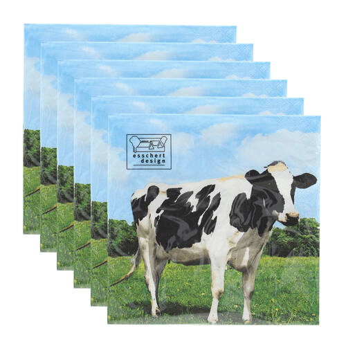 6x 20pc Esschert Design Tissue Paper Napkins Cow Serviette 3-Ply Large 33cm
