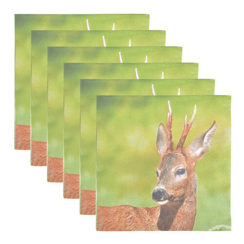 6x 20pc Esschert Design Tissue Paper Napkins Deer Serviette 3-Ply Large 33cm