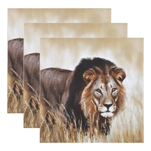 3x  20pc Esschert Design 3-Ply Tissue Paper Lion Napkin Large 33cm
