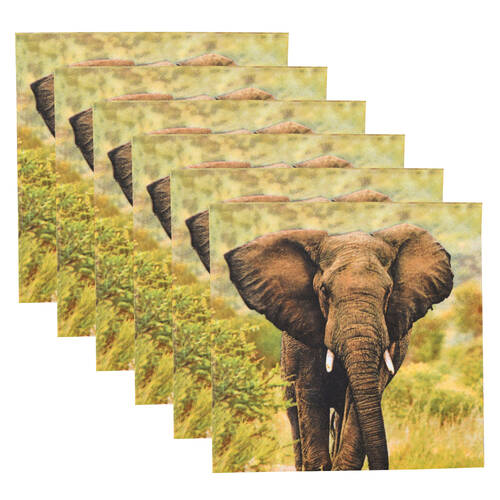 6x 20pc Esschert Design 3-Ply Tissue Paper Elephant Napkin Large 33cm