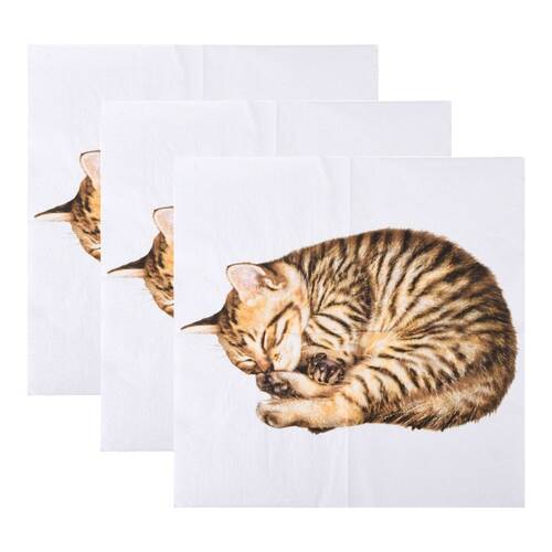 3x  20pc Esschert Design 3-Ply Tissue Paper Cat Napkin Large 33cm