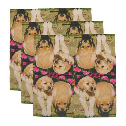 3x  20pc Esschert Design 3-Ply Tissue Paper Napkin Puppies Large 33cm