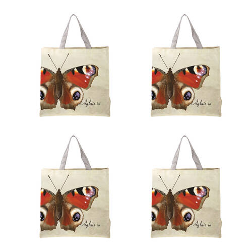 4PK Esschert Design Shopping Tote Bag Butterflies Woven Fabric Large 40.5cm