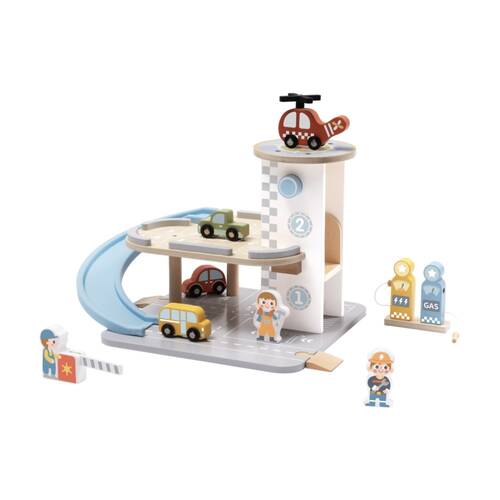 Tooky Toy Parking Garage Wooden Car Park Playset Kids/Children 3y+
