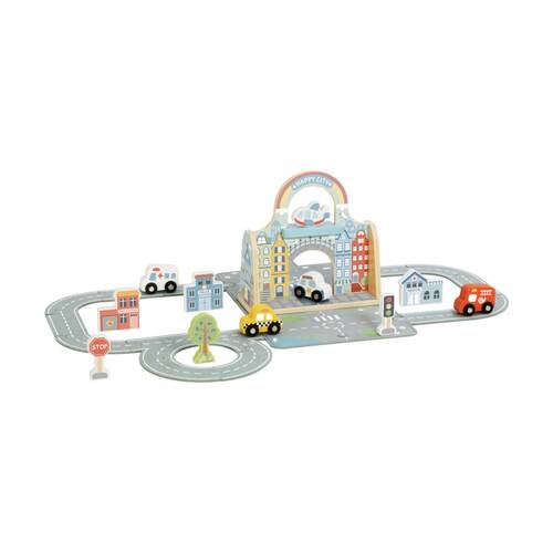 Tooky Toy Felt City Playset Wooden Portable Play Mat Set Kids/Children 3y+