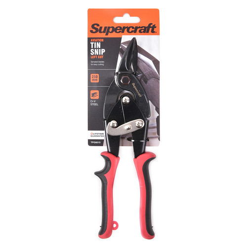 Supercraft Serated Blade Tin Snips Aviation Left Cut 250mm
