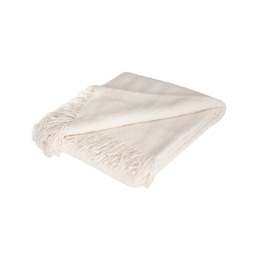 Auskin Alpaca Boucle Throw Decorative Blanket 145x180cm - Ivory