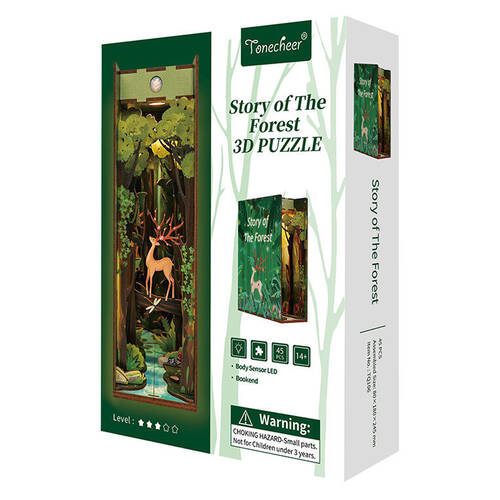 45pc Tonecheer Story Of The Forest 3D Puzzle 24.5cm DIY Book Nook Kit 14y+