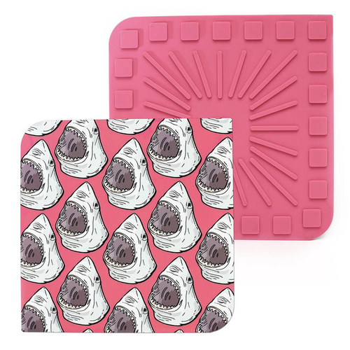 Modgy 8" Square Silicone Heat-Resistant Trivet - Sharktacular