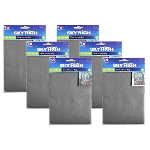 6PK Sky High Travel Lightweight Shoe Storage Luggage Bag - Medium