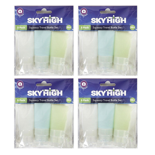 12pc Sky High Travel Squeezy Bottle Set Assorted Colours