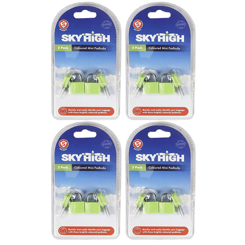8pc Sky High Travel Coloured Luggage Mini Padlock Assorted Colours