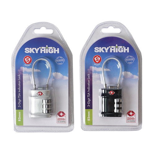 2PK Sky High Tsa Travel Padlock Combination Assorted Colours