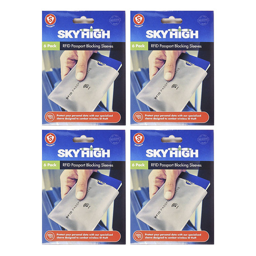 4PK Sky High Travel Rfid Portective Passport Sleeve Grey