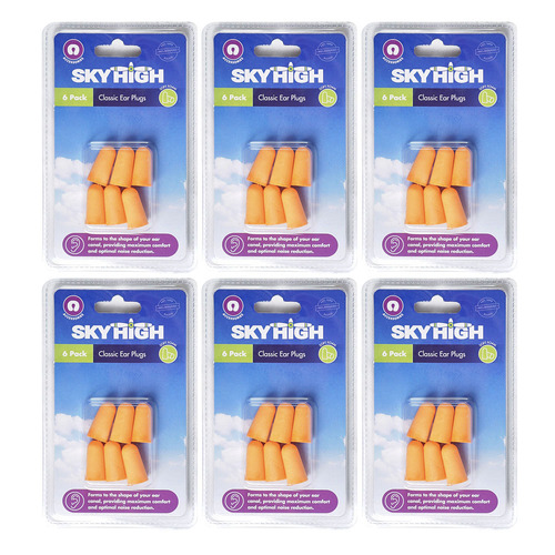 6PK Sky High Travel Portable Lightweight Protective Classic Ear Plugs