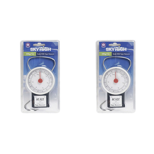 2PK Sky High Travel Portable Luggage Weight Scale & Tape Measure