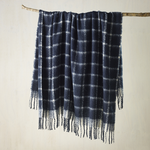 Bianca Maldon King Size Faux Mohair Throw Rug - Indigo