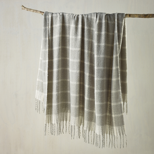 Bianca Maldon King Size Faux Mohair Throw Rug - Silver