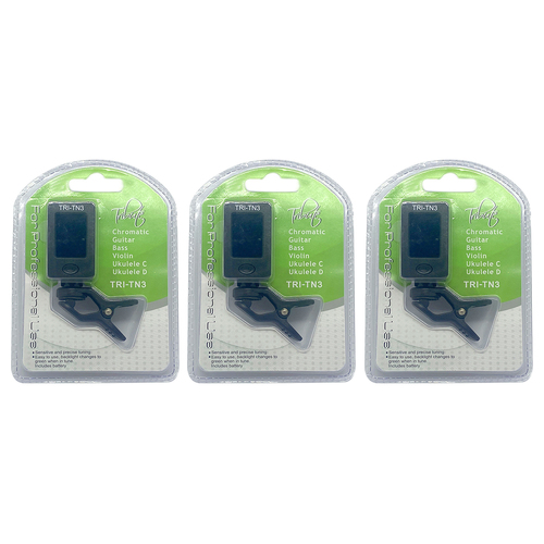 3PK Tribute Clip On Chromatic Guitar/Bass/Violin/Ukulele Tuner