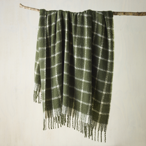Bianca Maldon King Size Faux Mohair Throw Rug - Forest Green