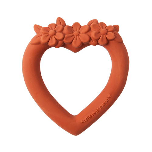 A Little Lovely Company Sweet Heart Teething Ring 0m+ Terracotta