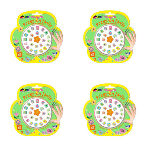 4x 24pc Avenir Fancy Me Press-on Nails Garden World Kids 3y+
