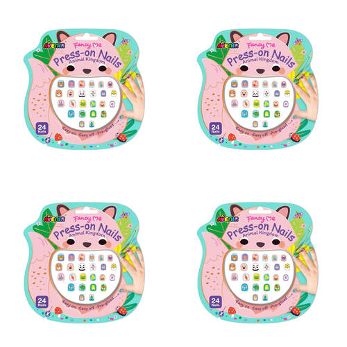 4x 24pc Avenir Fancy Me Press-on Nails Animal Kingdom Kids 3y+