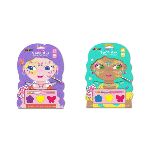 2pc Avenir Fancy Me My Creative Face Art Kit-Flower & Butterfly Princess Set 3y+