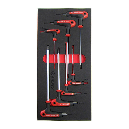 7pc Ampro T Handle Metric Hex Wrench Set TS32908 