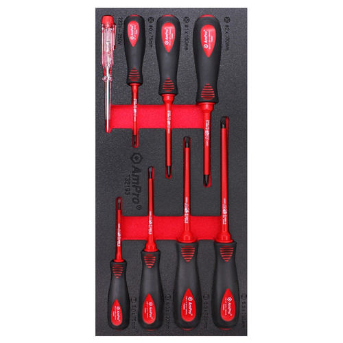 8pc Ampro Insulated Electrical Screwdrivers w/Circut Tester Set TS42193