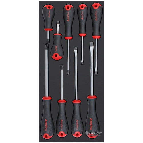9pc Ampro Xtro-Soft Screwdriver Set Phillips & Slotted TS42993